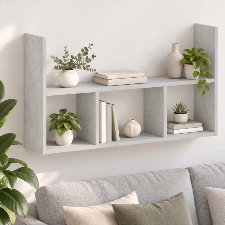 Scaffale da parete moderno vidaXL Grigio, L: 78,5 cm, P: 17 cm, H: 45 cm