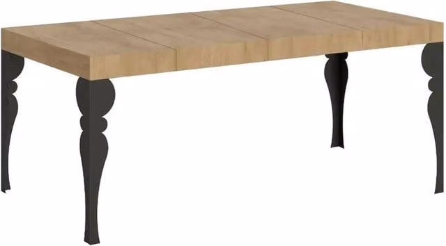 Tavolo allungabile Itamoby moderno in legno e metallo, colore quercia e antracite, L: 90-246 cm, P: 90 cm, H: 77 cm