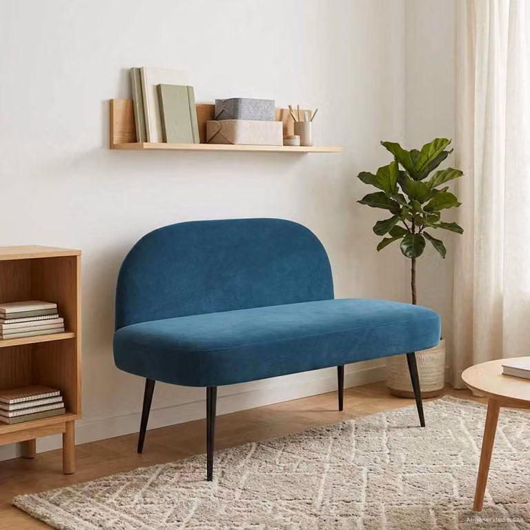 Panchina imbottita con schienale vidaXL in velluto blu L: 110 cm, P: 60 cm, H: 76 cm
