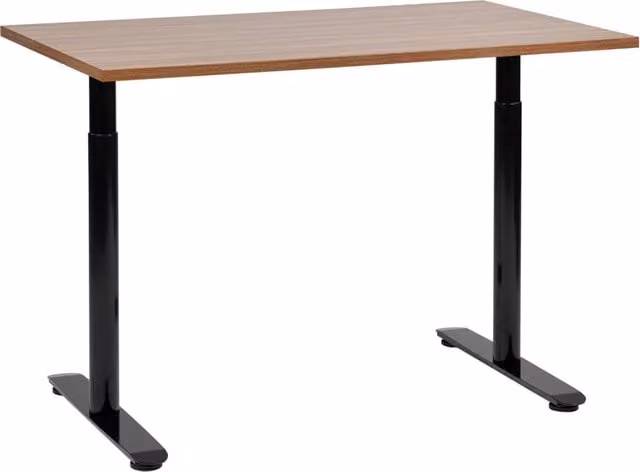 Scrivania regolabile manualmente BELIANI con piano in legno scuro e struttura in acciaio nera, L 120 cm x P 72 cm