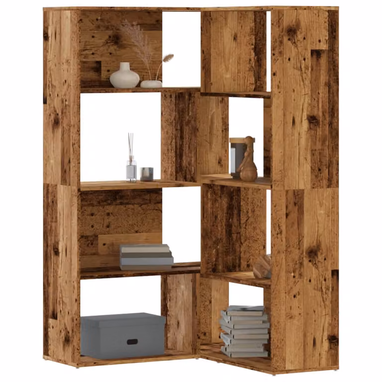 Libreria angolare vidaXL a 4 ripiani in legno effetto rustico marrone L/P/H: 85 x 20 x 140 cm