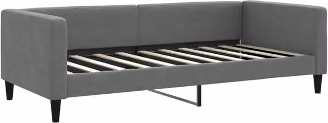 Letto singolo moderno DESIGN IN in tessuto grigio scuro per camera da letto o soggiorno