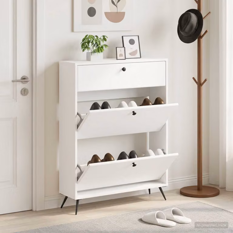 Mobile porta scarpe BREDA vidaXL in legno ingegnerizzato e metallo, L: 78 cm, P: 24 cm, H: 103 cm