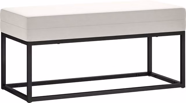 Panca da ingresso moderna HOMCOM in velluto beige con struttura in metallo e piedini regolabili, L: 94 cm, P: 42 cm, H: 44 cm