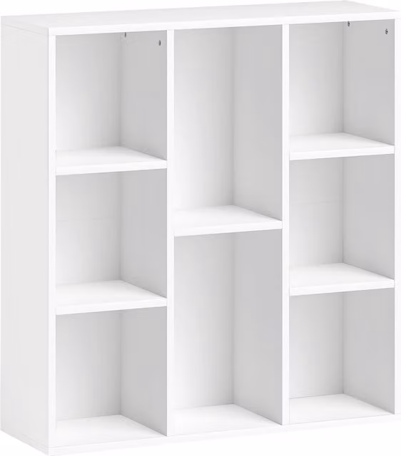 Libreria portaoggetti HOMCOM con 8 scomparti su 2 livelli, design moderno in bianco, L: 74,3 cm, P: 24 cm, H: 80 cm