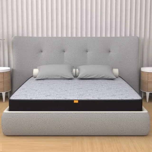 Materasso MIASUITE con tecnologia gel e rivestimento in tessuto grigio, L/P/H: 150 x 200 x 13 cm