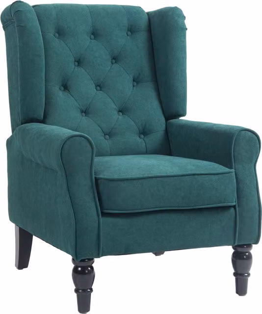 Poltrona da salotto HOMCOM in stile classico verde scuro con seduta imbottita e braccioli, L: 74 cm, P: 86 cm, H: 102 cm