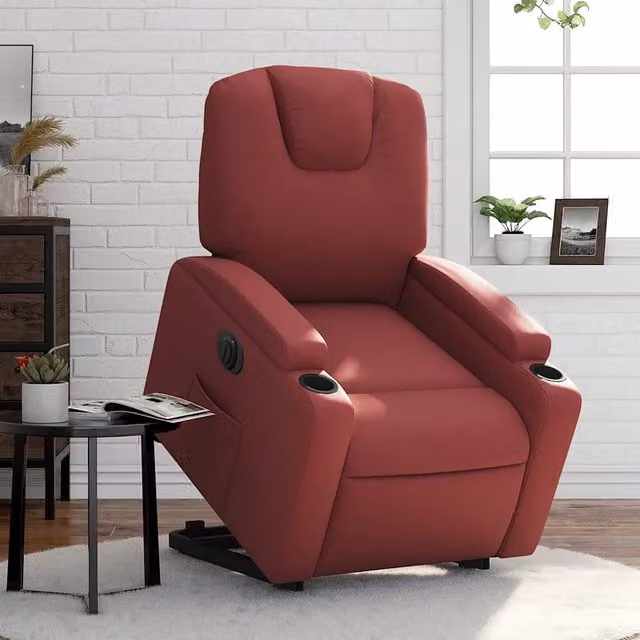 Poltrona Alzapersona Reclinabile VIDAXL in Similpelle Rossa con Assistenza Elettrica per Senior