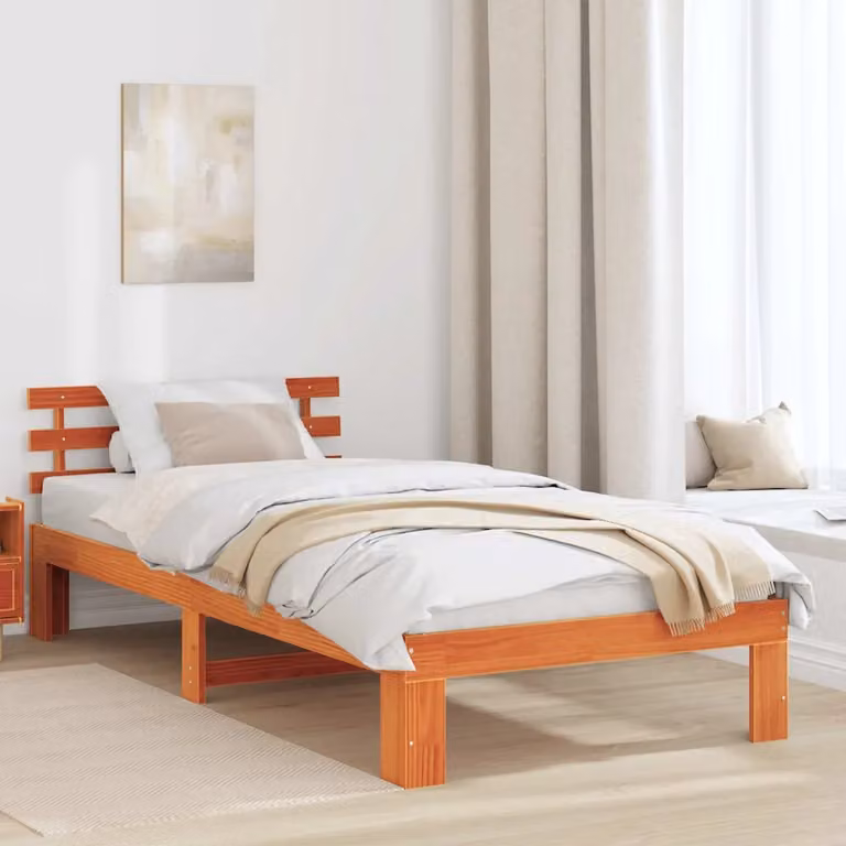 Struttura del letto vidaXL in pino massello marrone cerato 90 x 200 cm