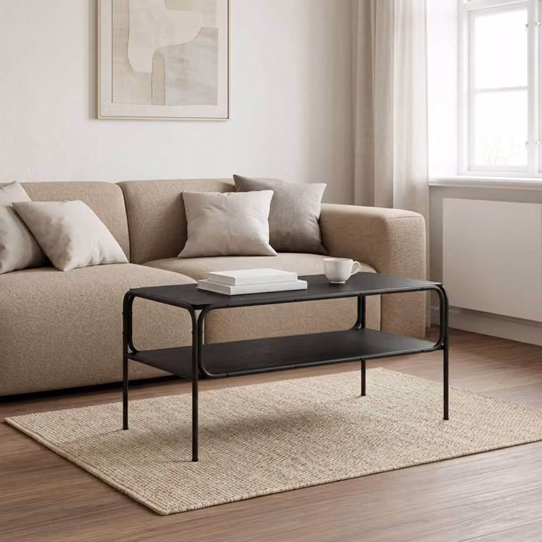 vidaXL Tavolo laterale moderno in rovere nero L: 100 cm, P: 50 cm, H: 46 cm