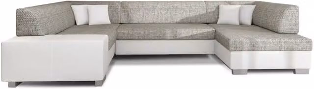 Divano panoramico a U HAVANA MEUBLORAMA con letto, 6 posti, Grigio e Bianco, L: 322 cm, P: 176 cm, H: 68 cm