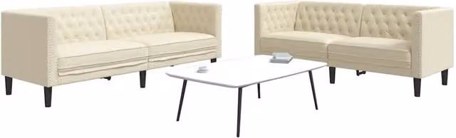 Set di 2 divani Chesterfield vidaXL in similpelle beige per soggiorno