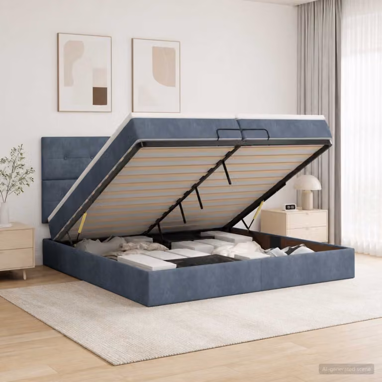 Letto ottomano con materasso vidaXL in velluto Grigio Scuro L: 200 cm, P: 200 cm, H: 88 cm