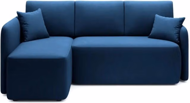 Divano ad angolo con funzione letto MEUBLORAMA collezione HEDSON colore Blu, L 206 cm x P 150 cm x H 89 cm