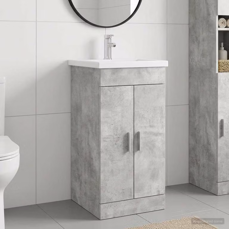 Mobile da bagno con lavabo vidaXL moderno Grigio Cemento, L: 42 cm, P: 40 cm, H: 84,5 cm