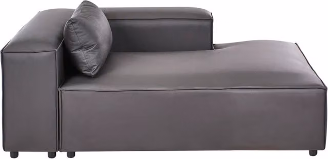 Chaise Lounge Beliani Moderna Lato Sinistro con Rivestimento in Ecopelle Nero e Tessuto