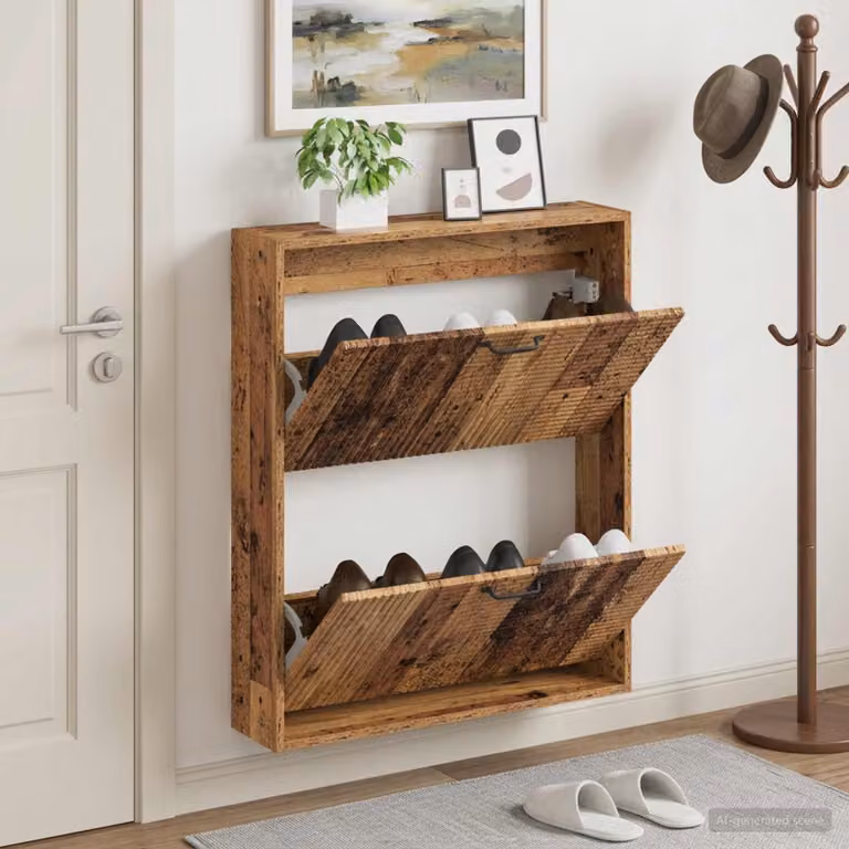 Mobiletto per scarpe da muro vidaXL HAARLEM moderno con scomparti basculanti, L: 71 cm, P: 17 cm, H: 86 cm
