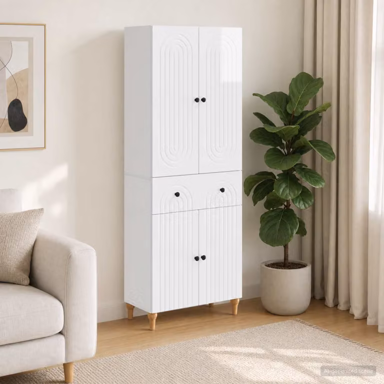 Set di 2 armadi moderni vidaXL in MDF bianco lucido L/P/H: 90,0 x 34,5 x 66,0 cm