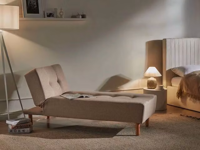 Chaise longue BELIANI beige in tessuto con stile scandinavo e funzione letto, L/P/H: 178 x 75 x 80 cm