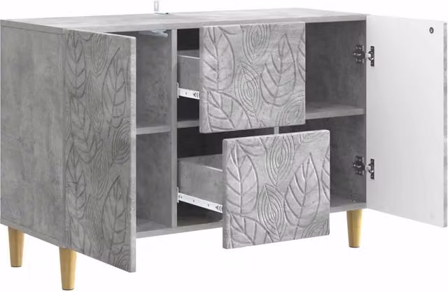 Credenza moderna in legno ingegnerizzato Grigio Cemento L: 89 cm, P: 34,5 cm, H: 60 cm