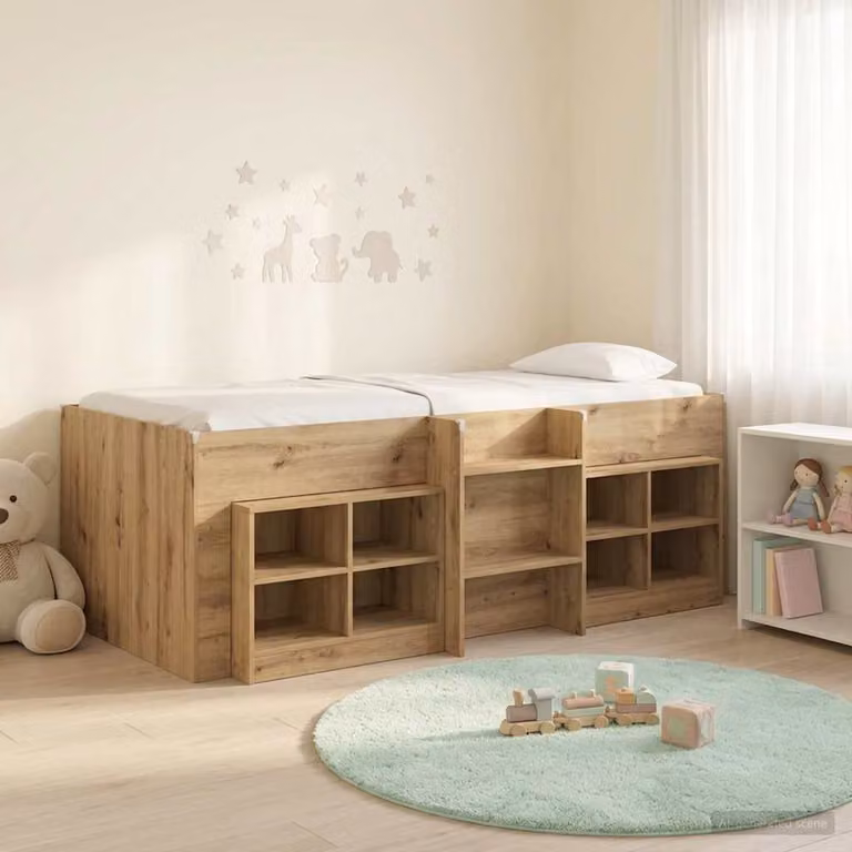 Set di Letto Loft Singolo con Mobile vidaXL in Legno Marrone, L/P/H: 193 x 96 x 68,5 cm