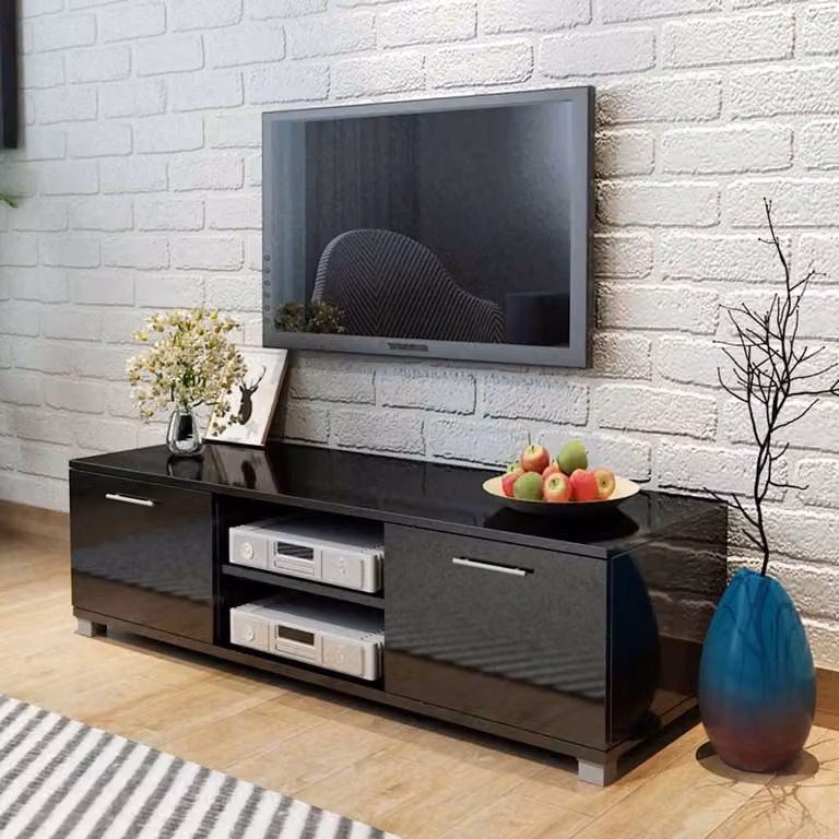 vidaXL Mobile Porta TV Moderno Nero Lucido L/P/H: 120 x 40,5 x 35 cm
