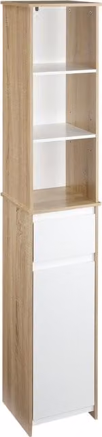 Mobile Colonna Bagno kleankin in Legno Bianco con Armadietto, Cassetto e 3 Ripiani Aperti, L/P/H: 32.6 x 30 x 171.2 cm