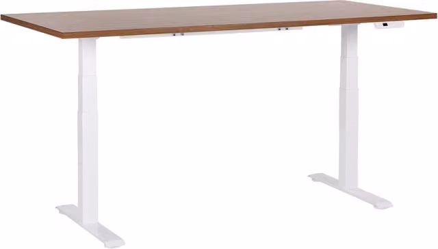 Scrivania regolabile in altezza elettricamente BELIANI marrone e bianco L: 180 cm, P: 80 cm