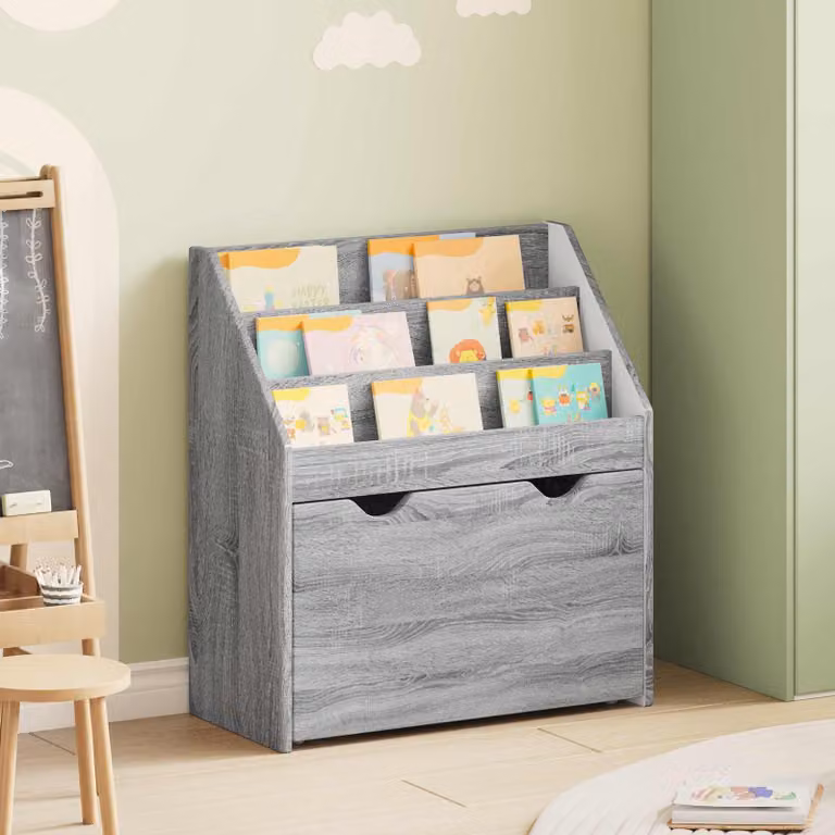 Libreria per bambini vidaXL in MDF Grigio, L: 60 cm, P: 29,5 cm, H: 69 cm