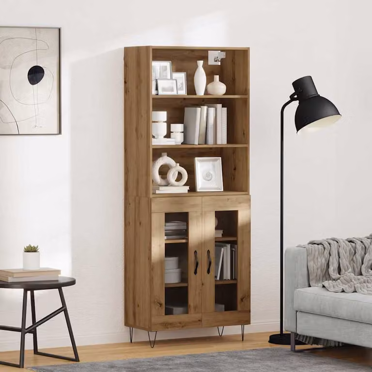 Set di 2 credenze vidaXL in stile industriale in legno rovere e metallo, colore marrone, L/P/H: 69,5 x 34 x 180 cm