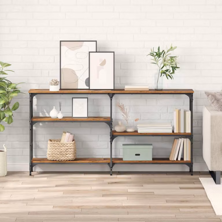 vidaXL Tavolo consolle in stile industriale in legno vecchio e metallo, L 150 x P 29 x H 76,5 cm, marrone e nero