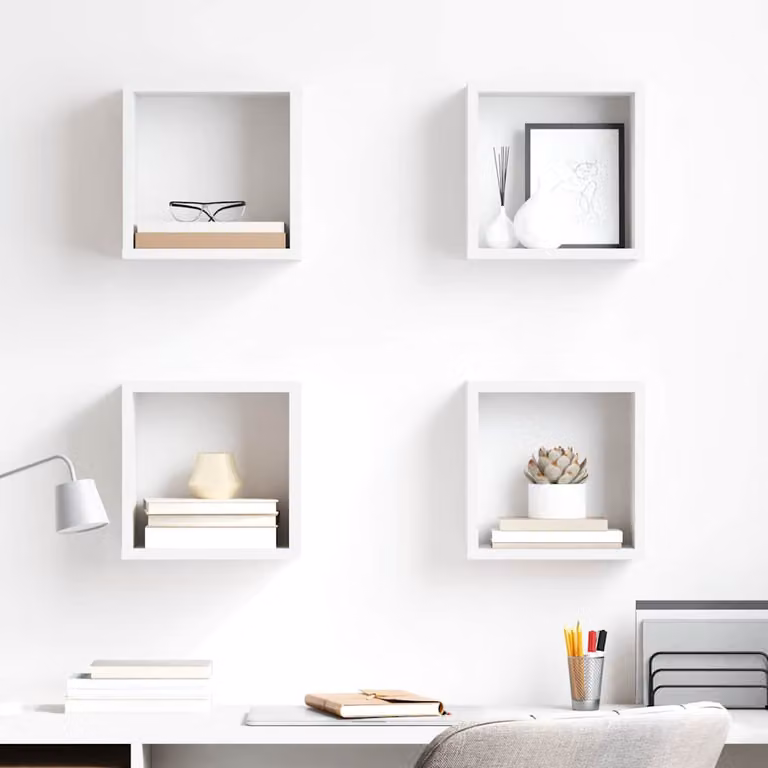 Set di 4 mensole a cubo da parete vidaXL bianche in stile moderno L: 26 cm, P: 15 cm, H: 26 cm