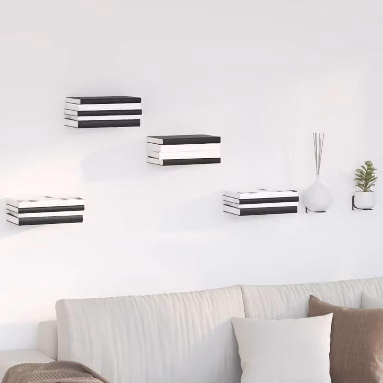 Set di 8 mensole flottanti invisibili vidaXL in metallo antracite opaco L: 11 cm, P: 6 cm, H: 6,5 cm
