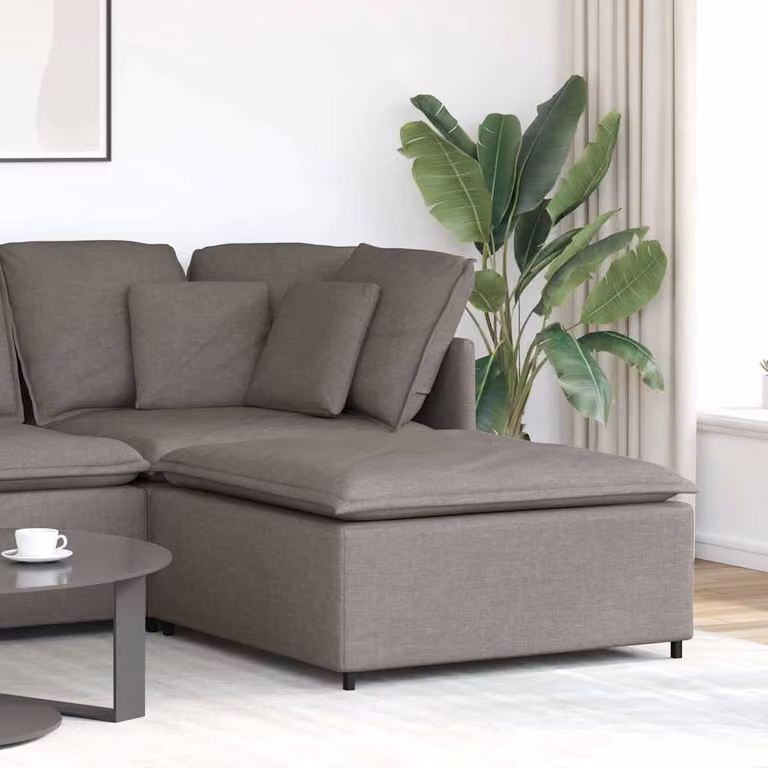 vidaXL Divano Modulare Poggiapiedi Talpa in Tessuto Beige o Grigio L/P/H: 100 x 100 x 48 cm