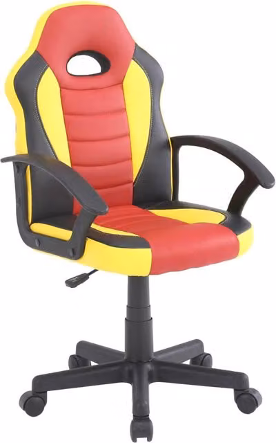 Sedia da Gaming Ergonomica per Bambini GIORDANOSHOP in Similpelle Nera Gialla Rossa e Blu L: 55 cm, P: 56 cm, H: 99,5 cm