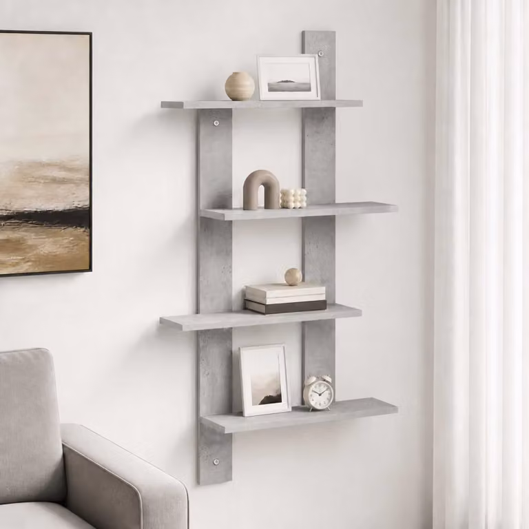 Scaffale da parete moderno vidaXL in MDF Grigio opaco L: 61 cm, P: 13,5 cm, H: 105 cm