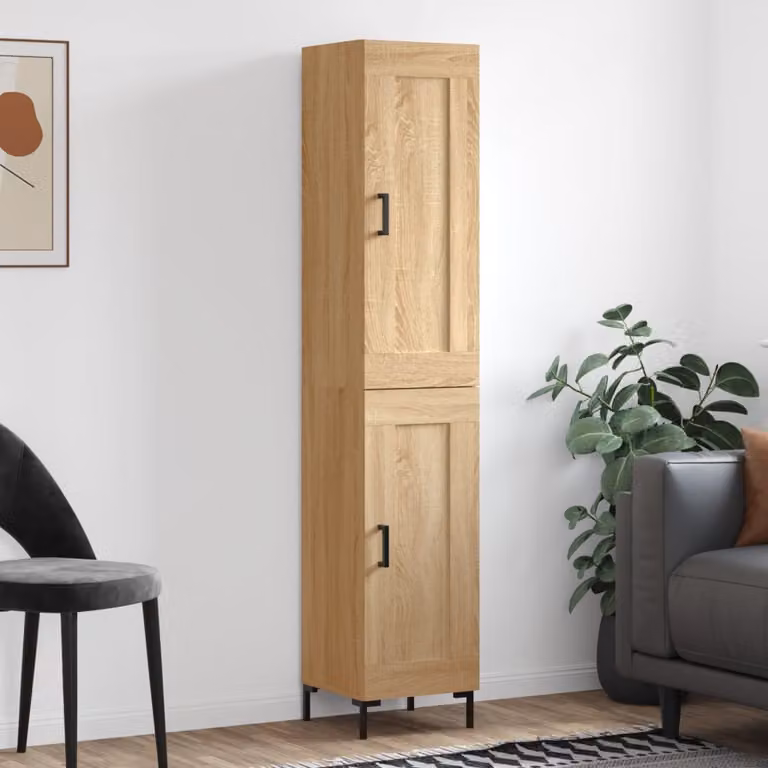 Credenza moderna vidaXL in legno Rovere Sonoma marrone con ante a battente, L/P/H: 34,5 x 34 x 180 cm