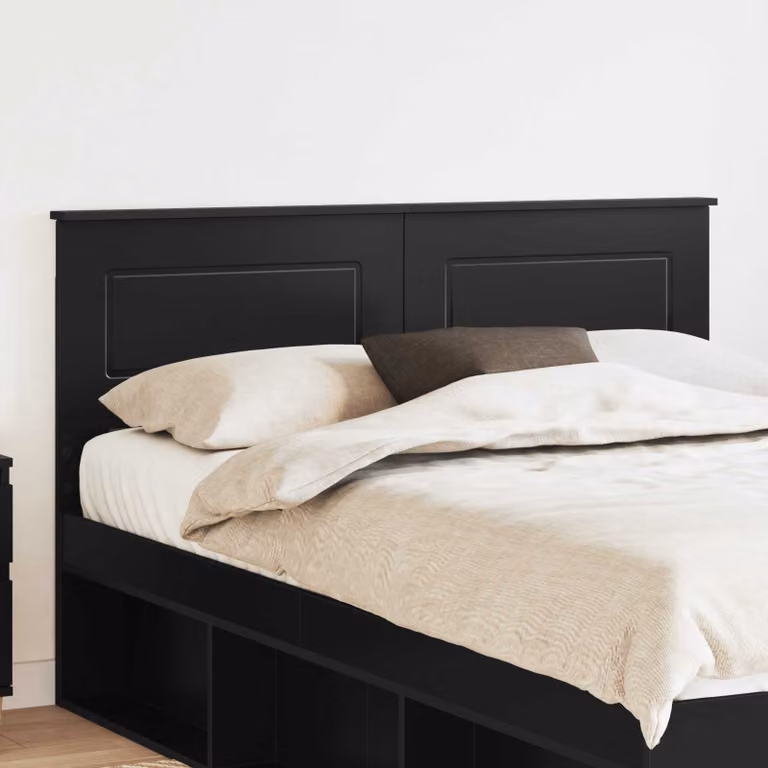 Testiera per letto moderna vidaXL in legno ingegnerizzato nero con scomparti laterali L: 153 cm, H: 90 cm, P: 3 cm