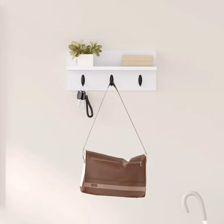 vidaXL Appendiabiti a muro moderno in MDF Bianco L 40 cm x P 10,5 cm x H 18 cm