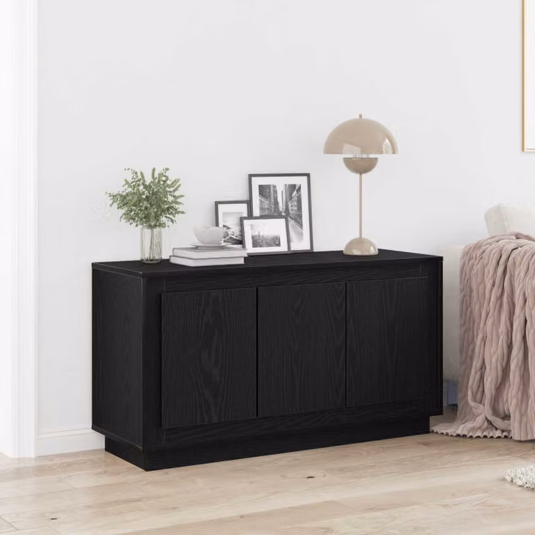 Credenza moderna vidaXL in legno MDF, colore nero e beige, L 102 x P 35 x H 55 cm
