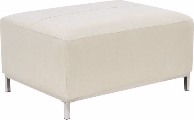 Pouf Poggiapiedi Beliani Rettangolare in Tessuto Beige Moderno L: 71 cm, P: 46 cm, H: 46 cm