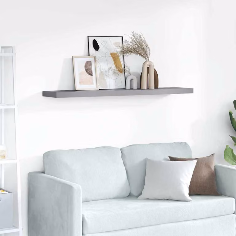 Scaffale a parete moderno vidaXL in MDF e metallo grigio L: 120 cm, P: 23,5 cm, H: 3,8 cm