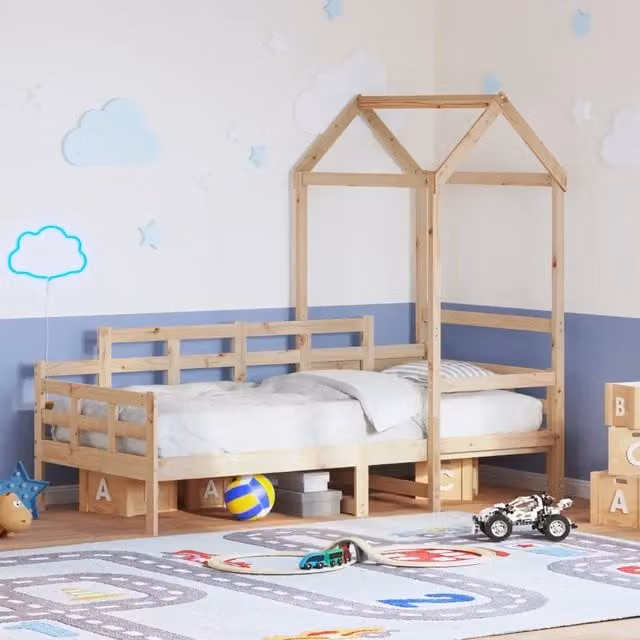 Dormeuse con tetto in legno massello di pino vidaXL L: 200 cm, P: 80 cm, H: 203,5 cm