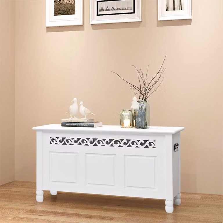 vidaXL Cassapanca in Stile Barocco in MDF Bianca
