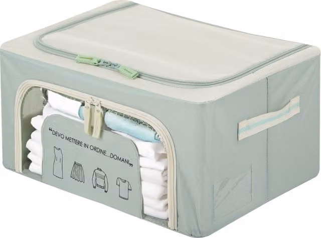 Organizer per armadio KASANOVA in plastica verde con doppia cerniera, L 40 cm x P 20 cm x H 30 cm