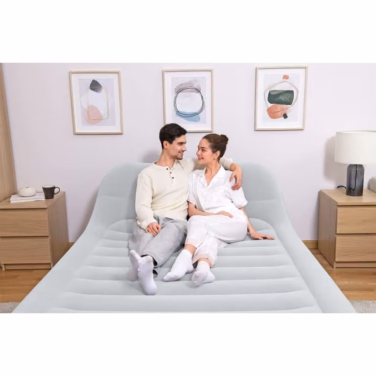 Letto ad aria Bestway con pompa integrata, bianco, grigio e blu, L/P/H: 226 x 152 x 84 cm