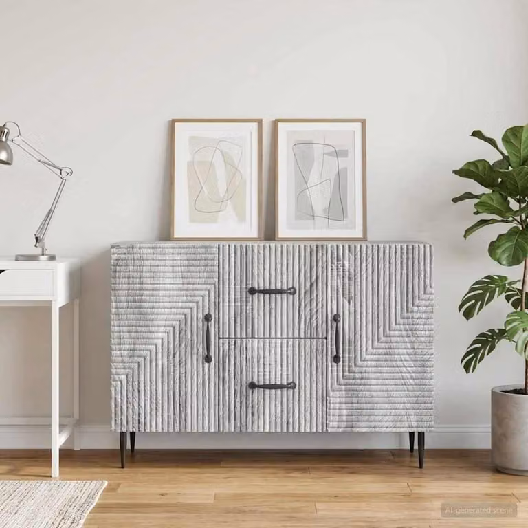 Credenza moderna vidaXL in legno ingegnerizzato grigio Sonoma, L 89 x P 34,5 x H 60 cm