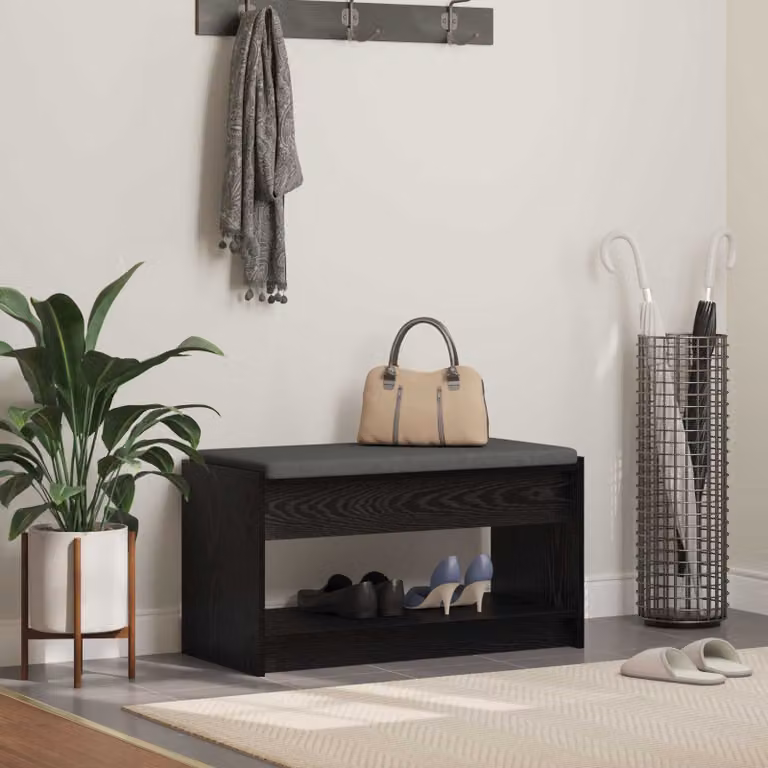 vidaXL Panca per ingresso con scarpiera moderna in nero opaco L: 83 cm, P: 38 cm, H: 45 cm