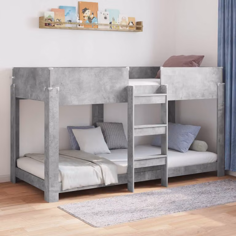 Letto a castello per bambini vidaXL in legno, Grigio, 100 x 200 cm