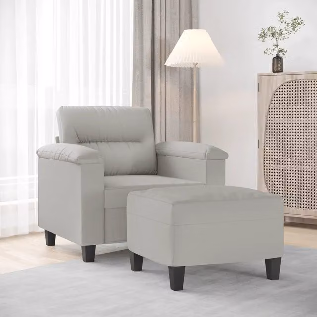 Poltrona relax con poggiapiedi vidaXL in microfibra grigia per soggiorno